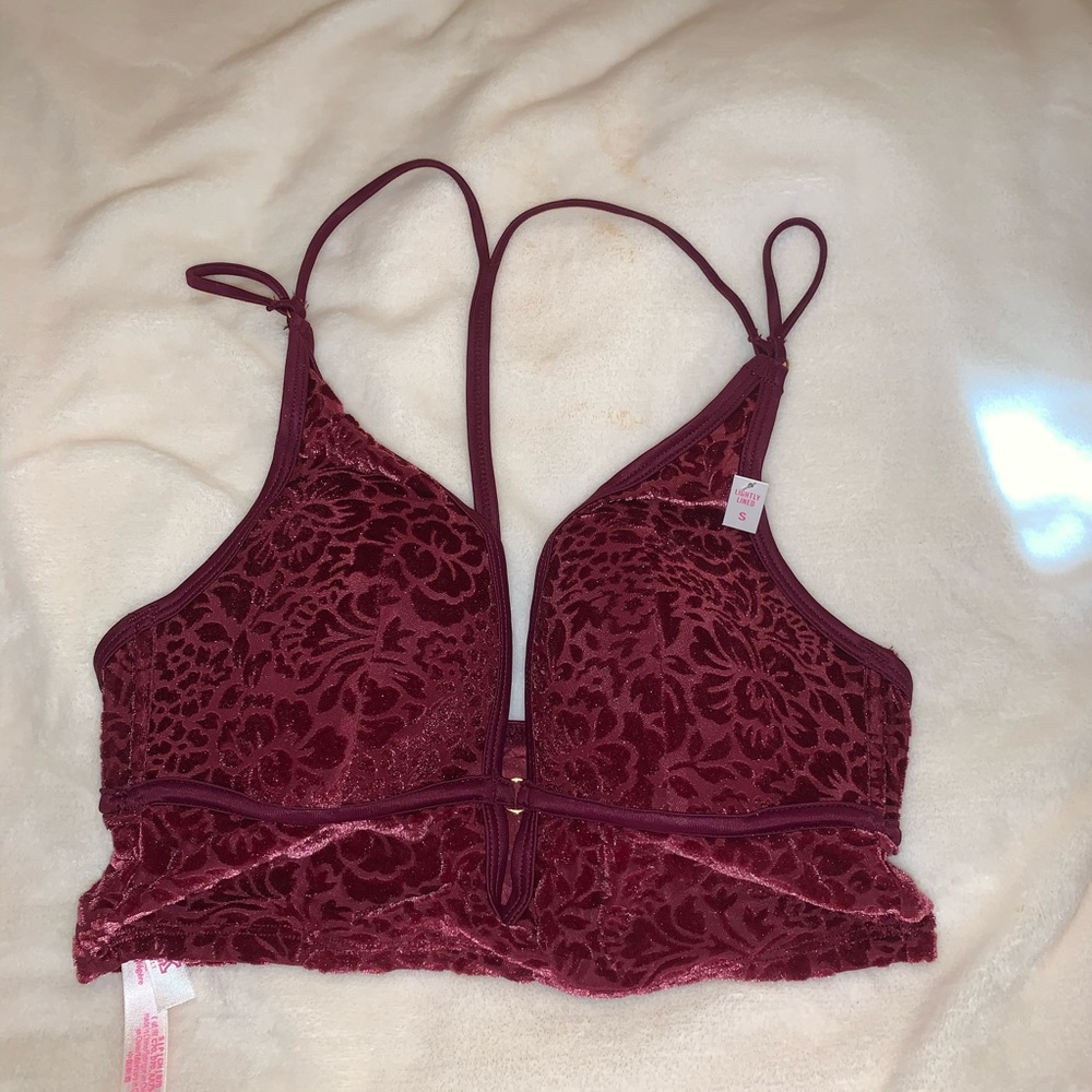 Victoria Secret Pink Maroon Velvet Bra